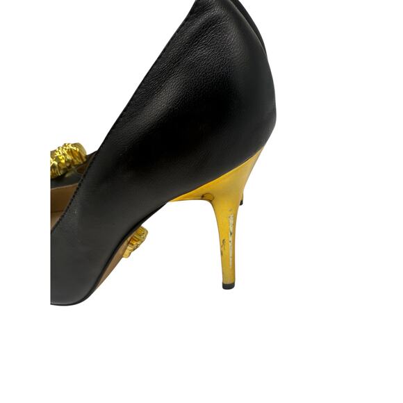 Versace Leather La Medusa Embellished Pointed Toe Pumps Heels Black Size 36 - Picture 6 of 10